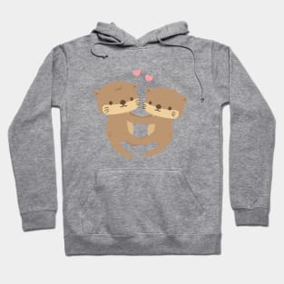Cute Otters Holding Paws In Love Hoodie